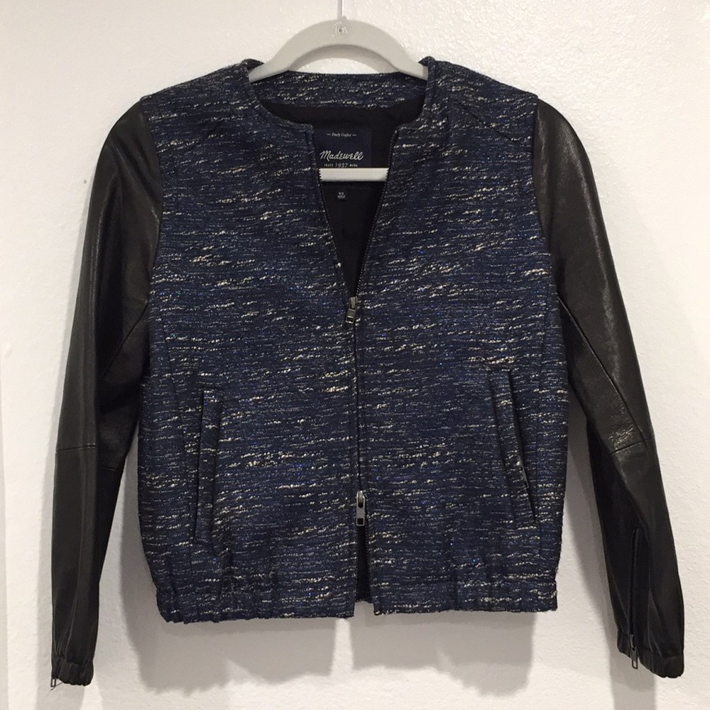 Madewell - leather sleeved bomber jacket